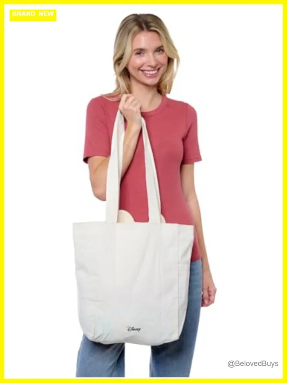 Disney Canvas Tote Bag with Character Prints - Large Shoulder Bag